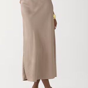 J. Crew Gwyneth Warm Boulder Beige Midi Slip Skirt XS